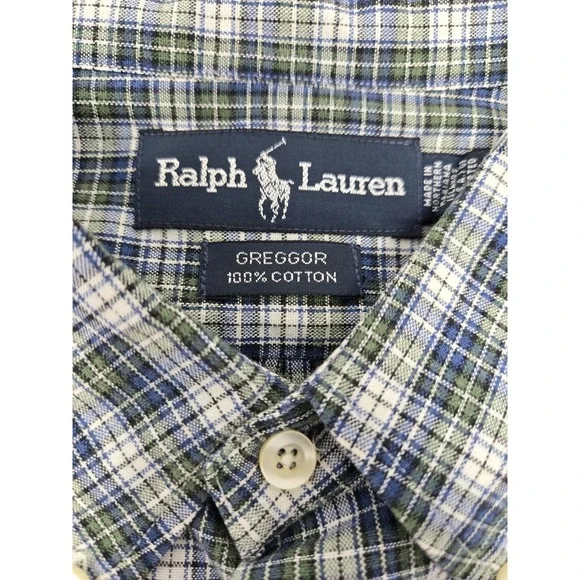 Ralph Lauren Shirt Mens 2XL Greggor Blue Green & White Checkered Button Down - Picture 5 of 5
